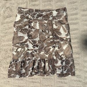 Express Brown and Cream Paisley Skirt